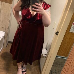 Red Velvet wrap dress